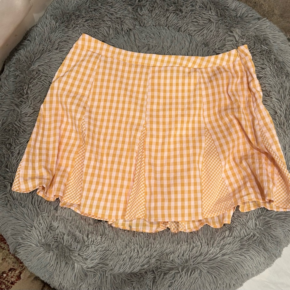 Forever 21 Yellow Gingham Skater Skirt